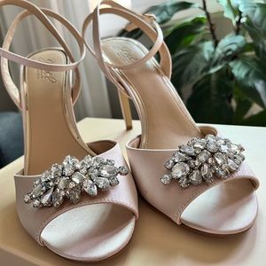 Badgley Mischka Pink Satin Ankle Strap Heels